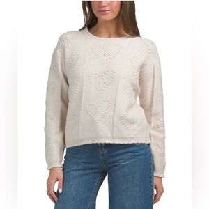 Heart Pointelle Knit Sweater – Size XS